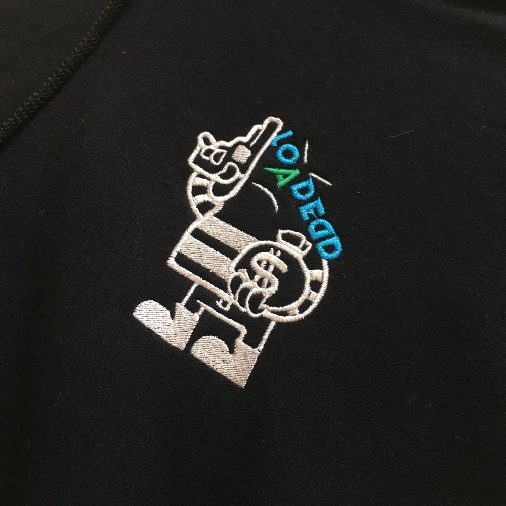 Unisex Black Embroidery Loaded Hoodie